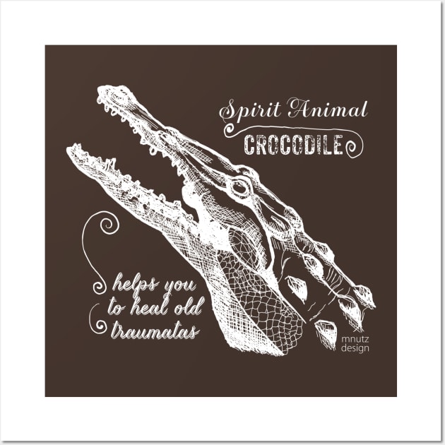 Spirit animal - Crocodile - white Wall Art by mnutz